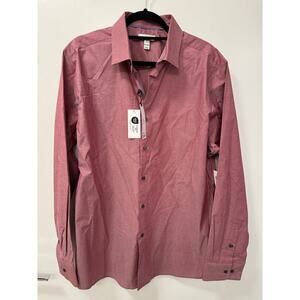 Bar III Men's NWT XL Pink Red Salmon Button Down Dress Shirt Slim fit Stretch
